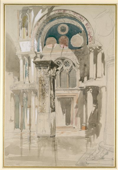 Partie de la basilique Saint-Marc, Venise : Esquisse après la pluie, 27 mai 1846 - John Ruskin